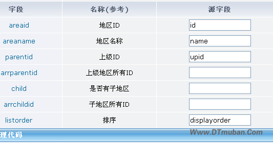 字段对应关系